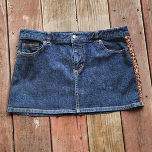 The Limited Beaded Y2K Boho Denim Jean Mini Skirt